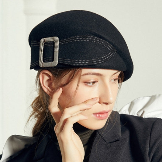 Stewardess Beret with Bow Checkered Mouth