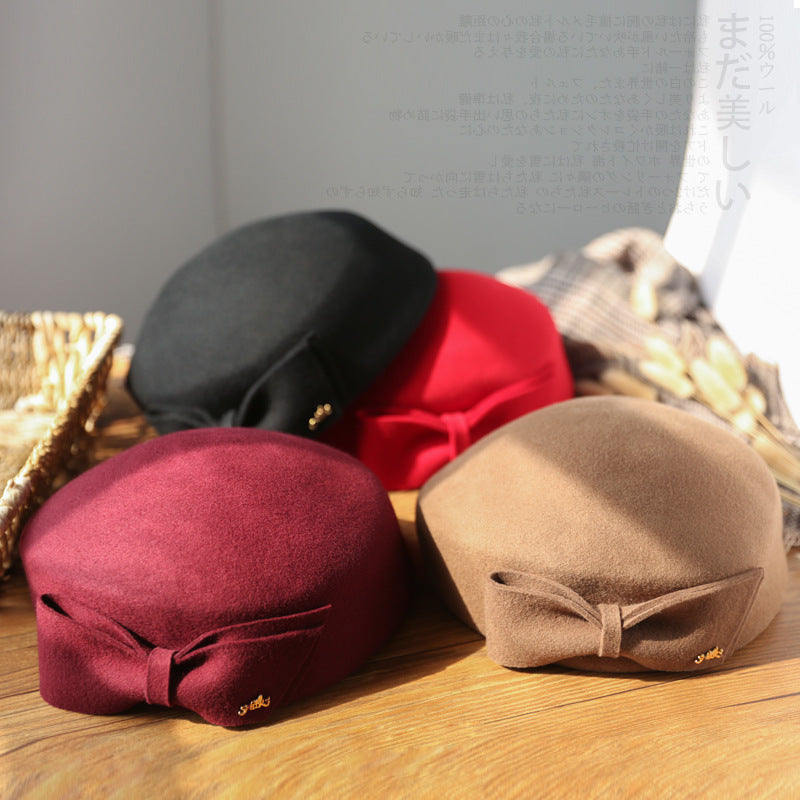 Simple Stewardess Beret with Bow