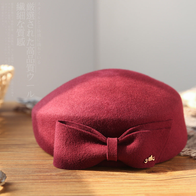 Simple Stewardess Beret with Bow
