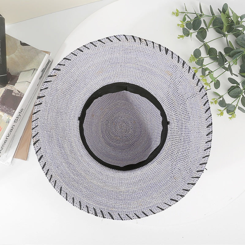 Sun Straw Hat with Phalaenopsis Decoration