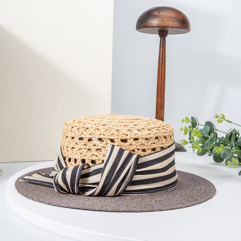 Hollow-carved Top Hat Sun Hat with Bow