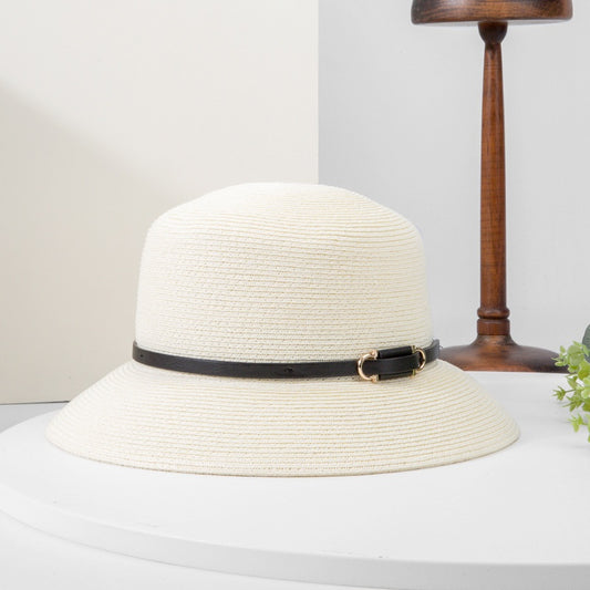 Sun Hat Straw Hat with Black Leather Band