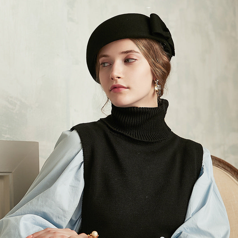 Simple Stewardess Beret with Bow