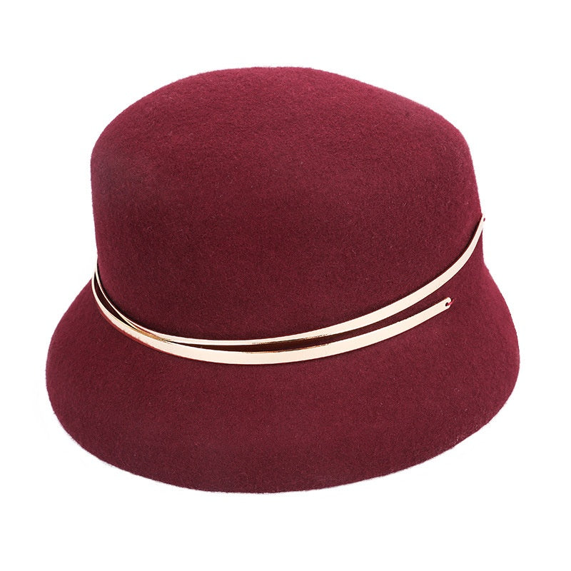 Jujube Red Felt Top Hat with Metal decoration