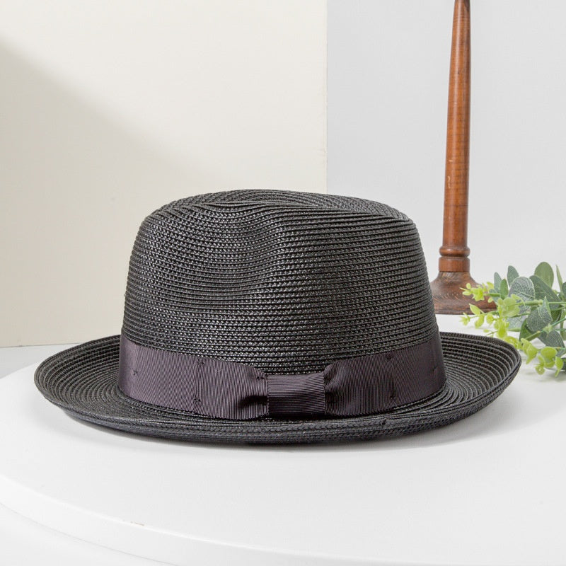 Rolled Edge Top Hat Sun Hat with Bow Webbing
