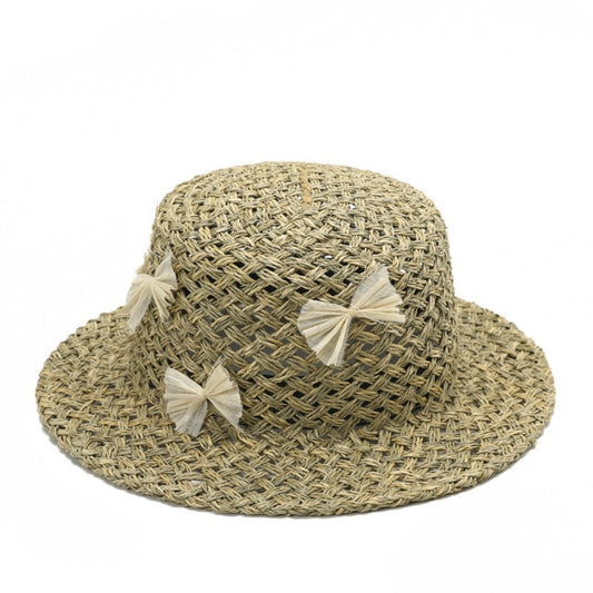 Straw Top Hat with Bow Decoration