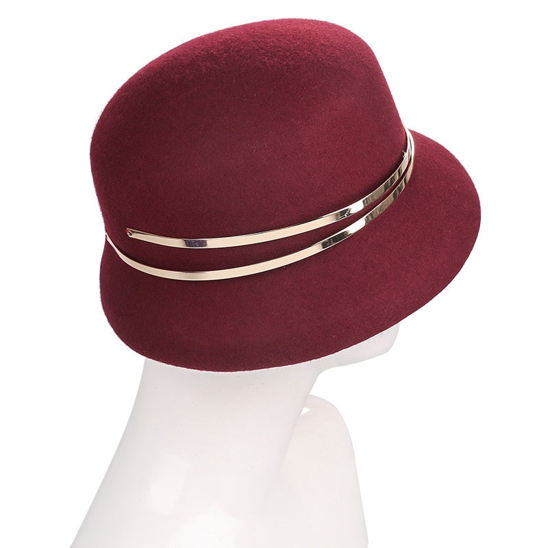 Jujube Red Felt Top Hat with Metal decoration