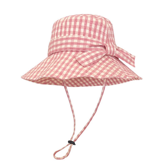 Check Pattern  Sun Hat with Bow