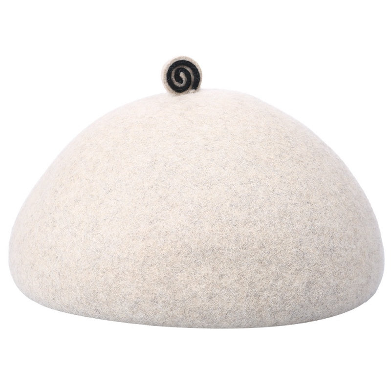 Felt Beret with Circular Decoration