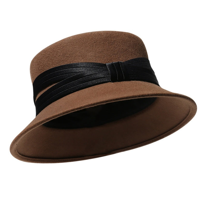 Felt Bucket Hats with Crossed Ribbons