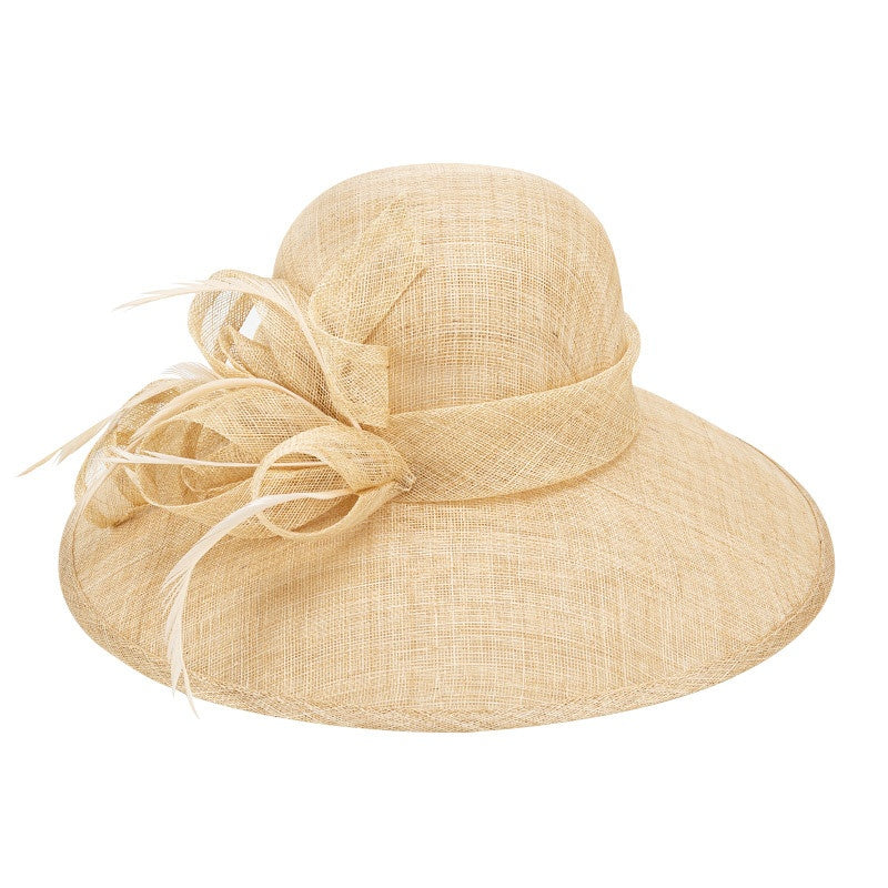 Cambric Top Hat Sun Hat with Handmade Feathers