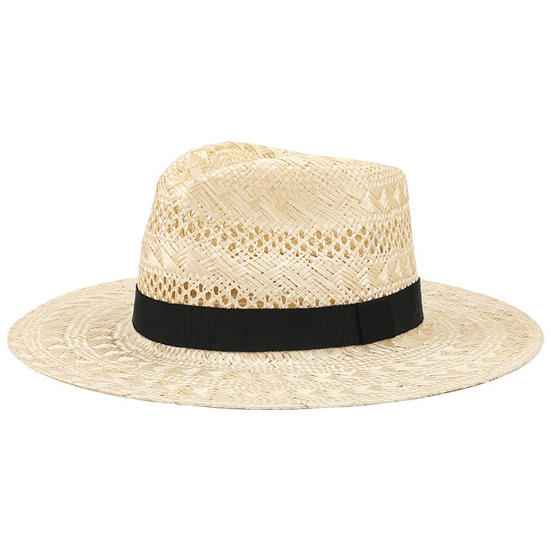 Sisal Top Hat with Black Decorative Ribbon
