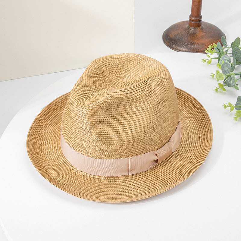 Rolled Edge Top Hat Sun Hat with Bow Webbing