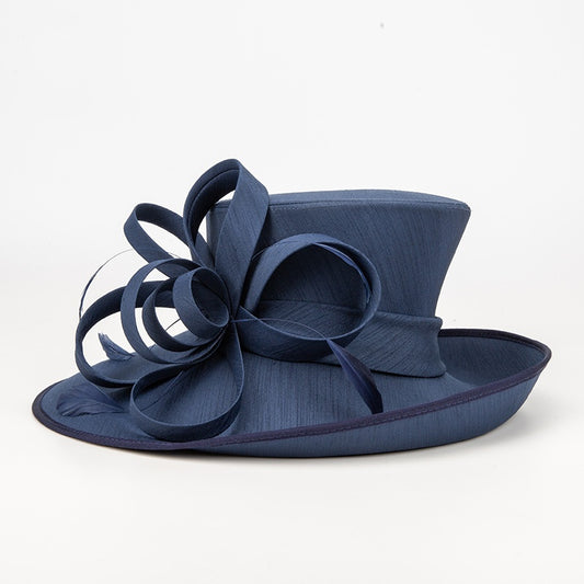 Top Hat Straw Hat with Floral Decoration