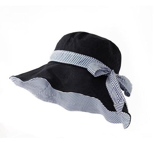 Striped Bow Sun Hat