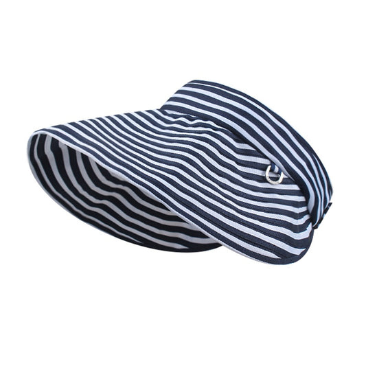 Foldable Striped Sun Hat with Empty Top