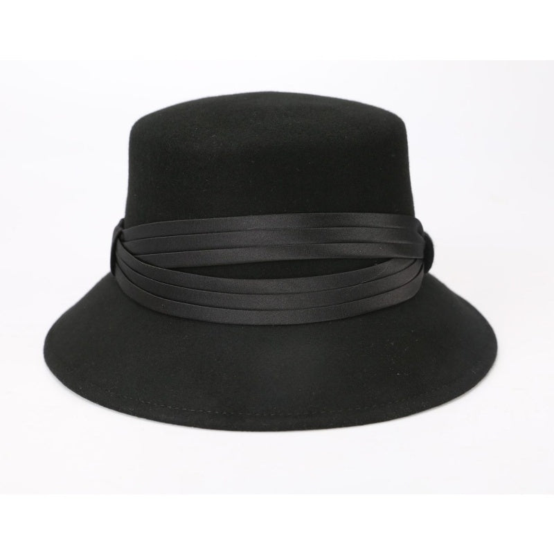 Felt Bucket Hats with Crossed Ribbons
