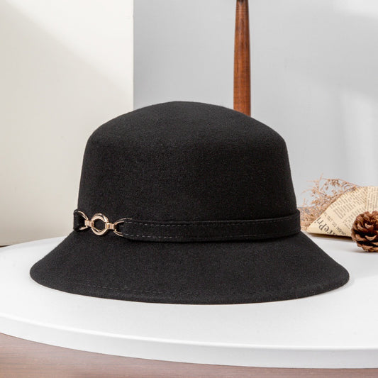 Felt Top Hat with Metal Buckle Decoration