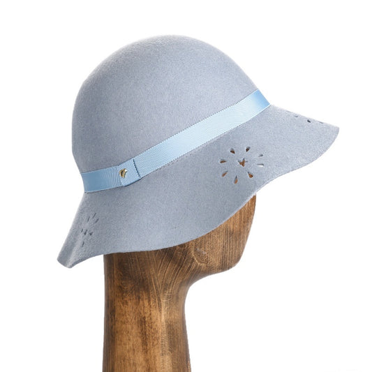 Felt Wide Brim Top Hat with Hollowed-out and Webbing