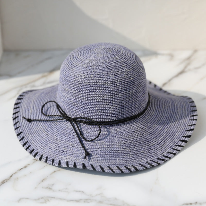 Straw Sun Hat with Black Bow String