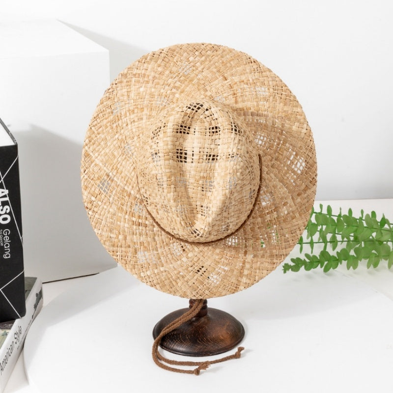Straw Cowboy Hat with Windbreak Rope