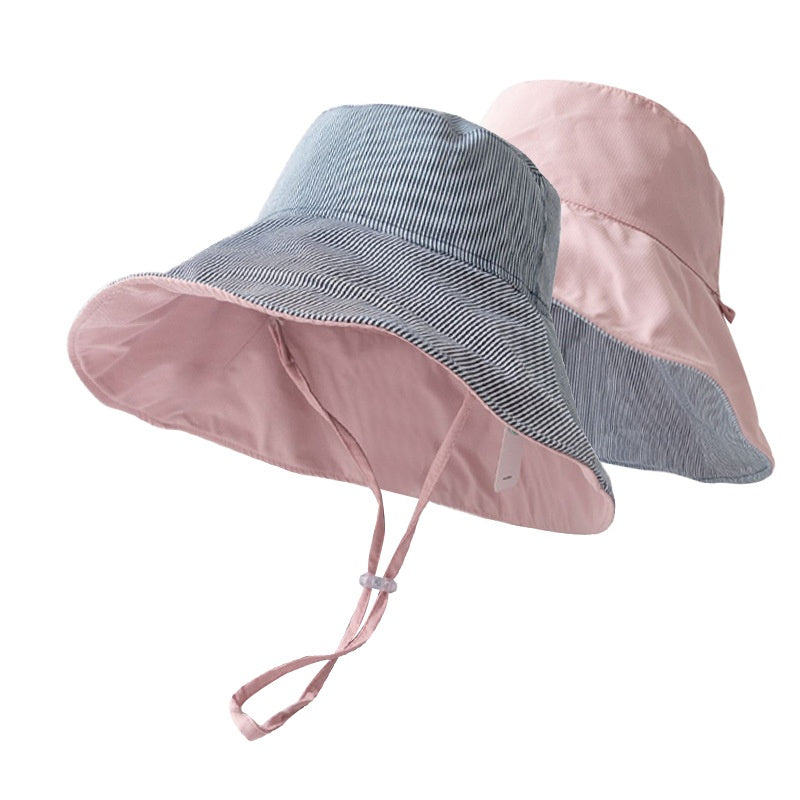 Double-Sided Striped Sun Hat Bucket Hat