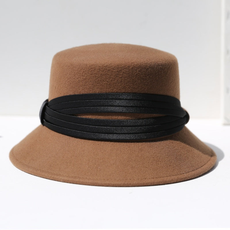 Felt Bucket Hats with Crossed Ribbons