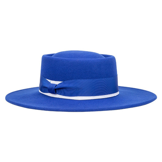 Felt Wide Brim Top Hats with Bow Webbing
