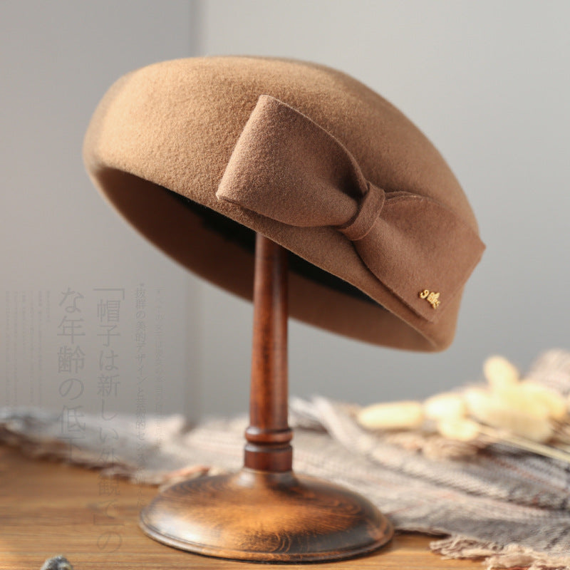 Simple Stewardess Beret with Bow