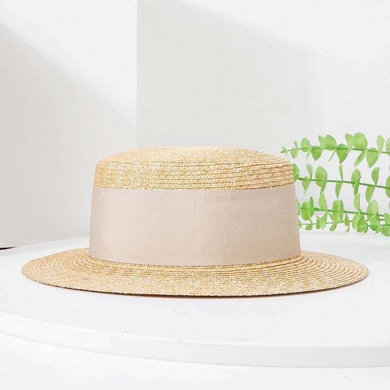 Straw Hat Sun Hat with Bow Cloth Webbing