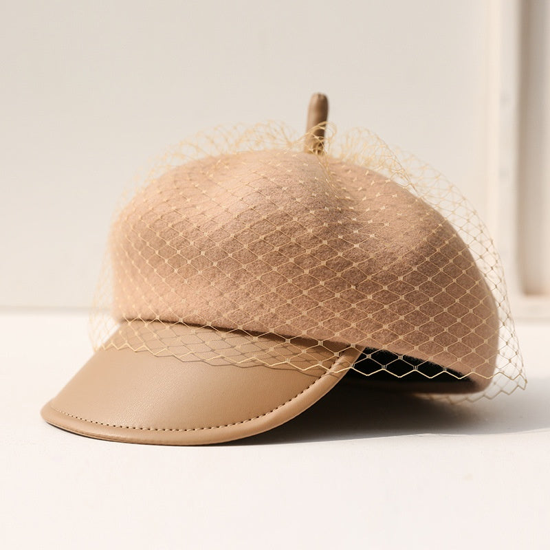 Felt Newsboy Hats with Lace