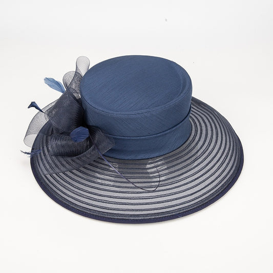 Sun Top Hat Straw Hat with Mesh Yarn Decoration