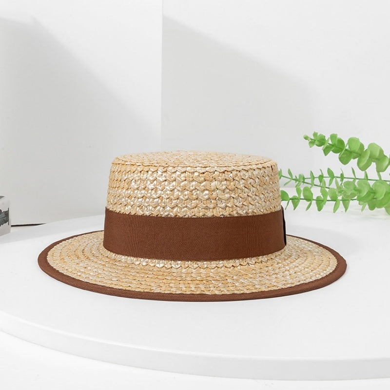 Straw Sun Hat with Brown Webbing