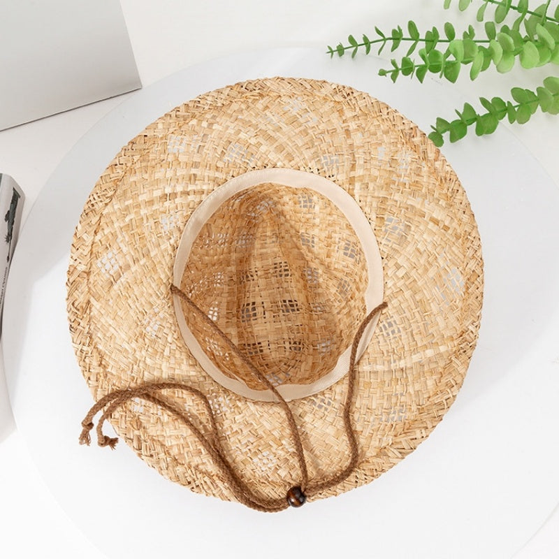 Straw Cowboy Hat with Windbreak Rope