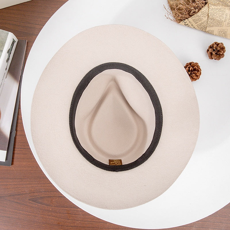 Felt Top Hat with Wooden Beads Bow Webbing