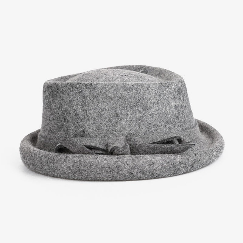 Felt Rolled Brim Top Hat with Felt Bow