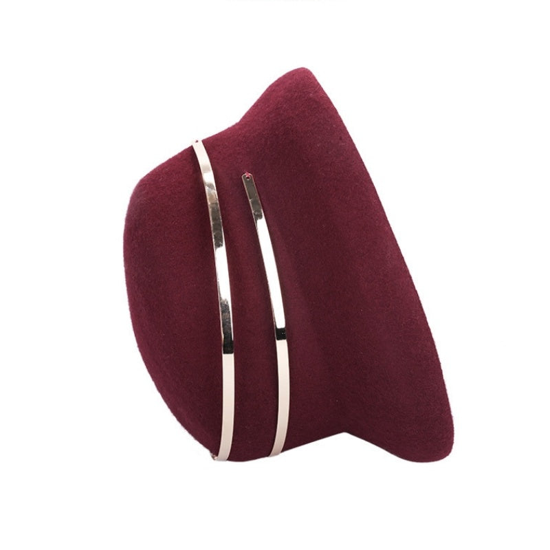 Jujube Red Felt Top Hat with Metal decoration